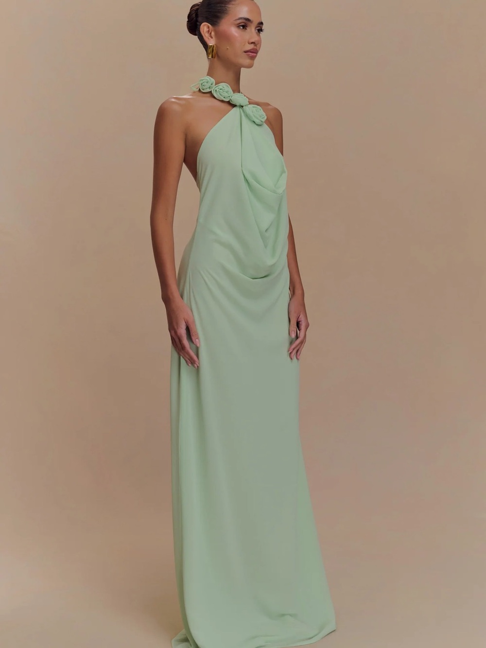 Meshki Rosalia Cowl Neck Maxi Dress - Sage - Picture 3 of 5